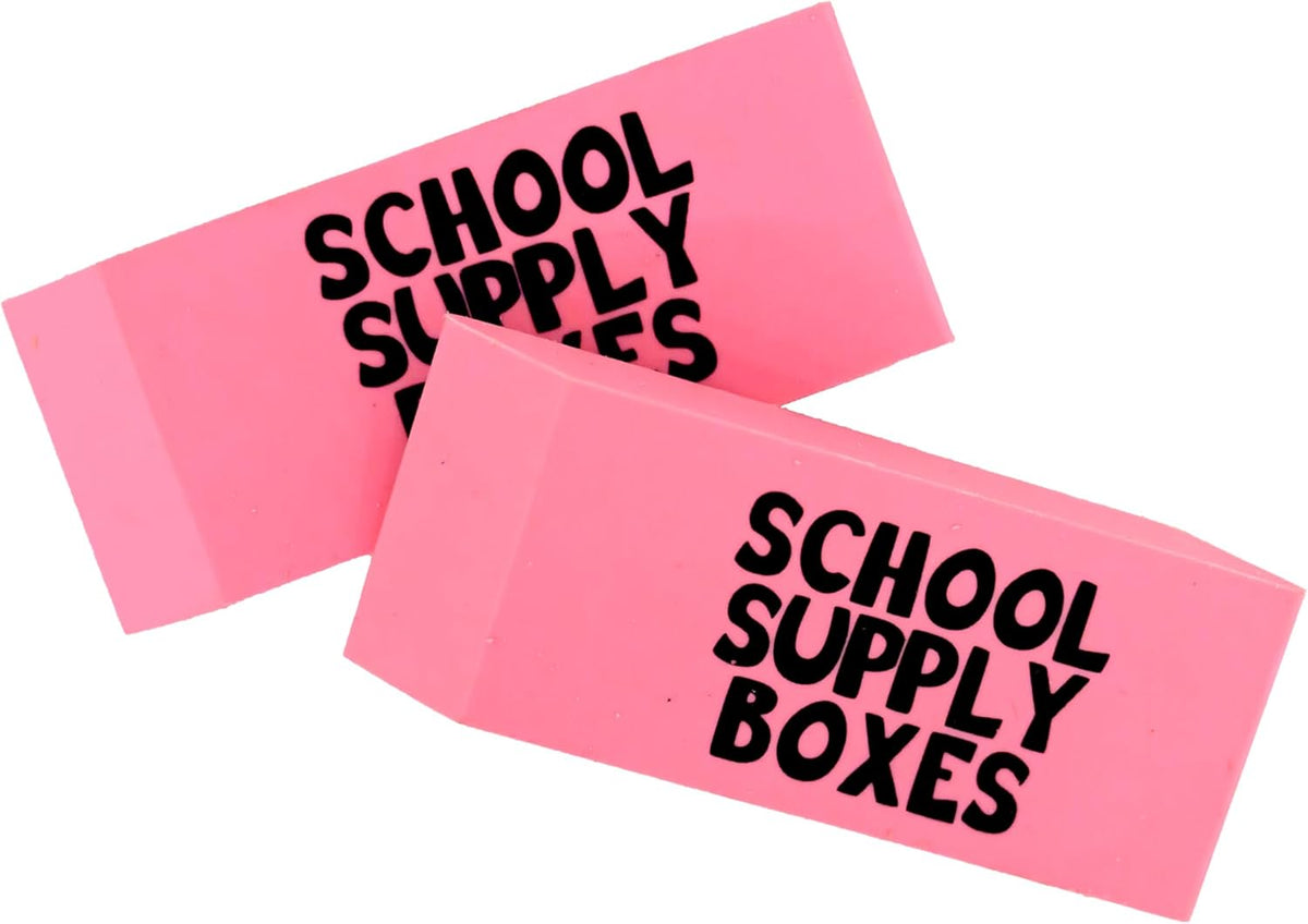 School Supply Boxes | Pink Wedge Erasers | Smudge-Free and Durable