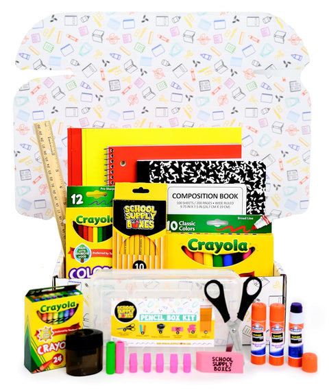 School Supply Boxes - Back to School Supply Kit for Grades K-5 (1 Box)