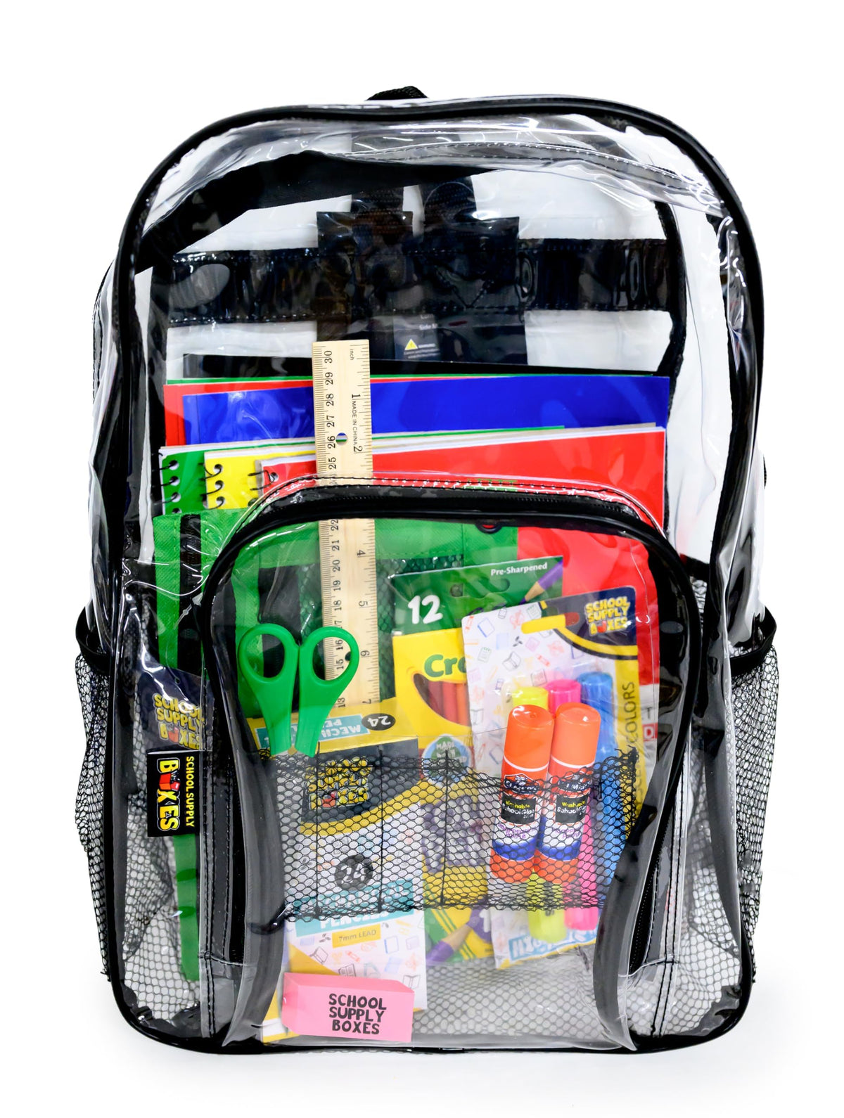 Paquete de mochila de 17" para escuela secundaria | Mochila de regreso a la escuela con suministros (mochila negra)