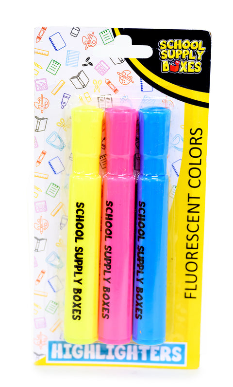 School Supply Boxes 3 Pack Highlighters