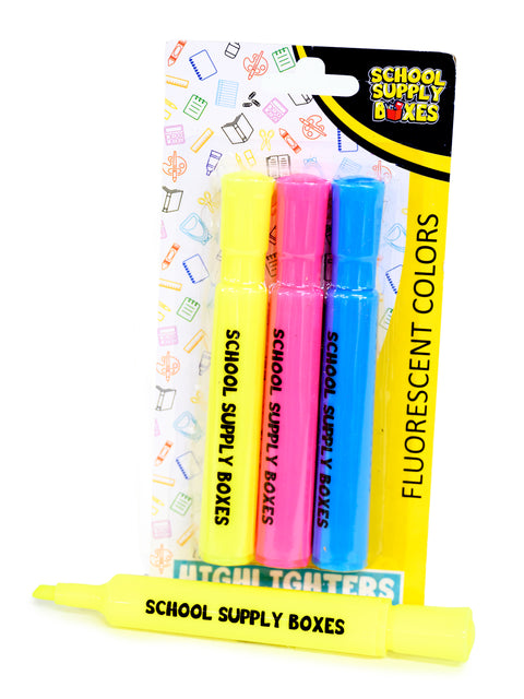 School Supply Boxes 3 Pack Highlighters