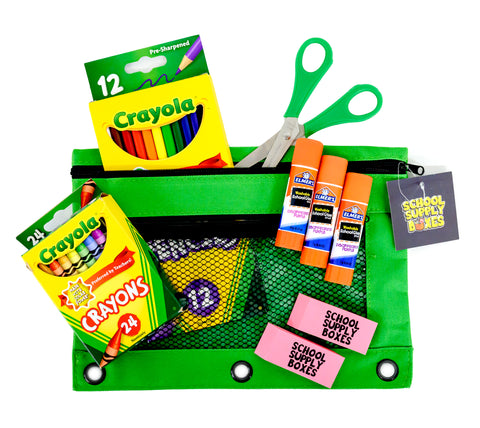 Paquete de mochila de 17" para la escuela primaria | Mochila de regreso a la escuela con suministros | Contiene crayones, lápices de colores, regla, pegamento que desaparece, cuaderno y más