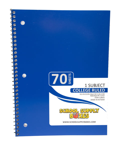 College Ruled Single Subject Notebook