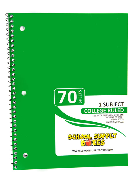 College Ruled Single Subject Notebook