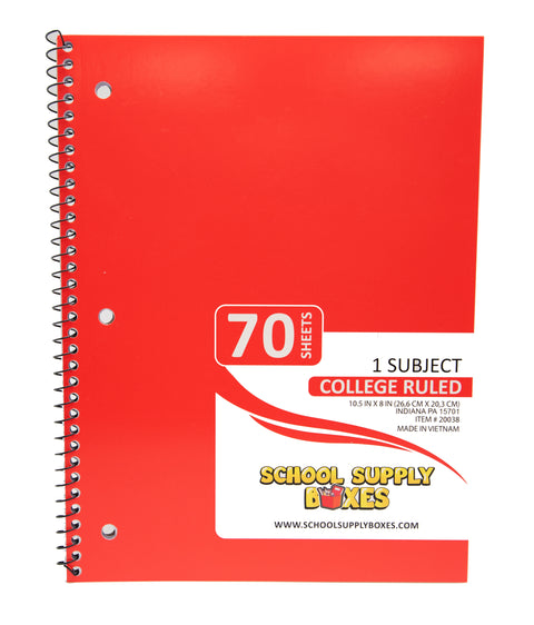 College Ruled Single Subject Notebook