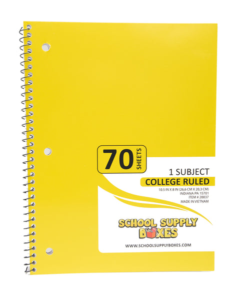 College Ruled Single Subject Notebook