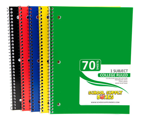 College Ruled Single Subject Notebook