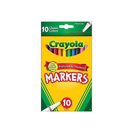 Marcadores de líneas finas Crayola, paquete de 10 colores clásicos