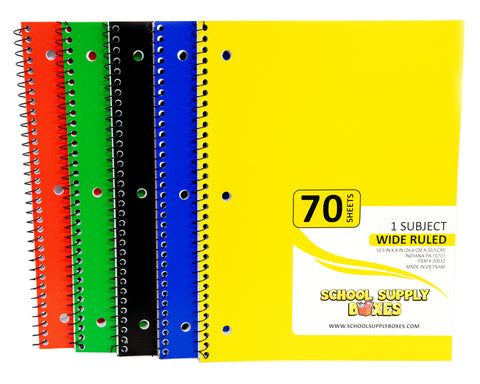 Wide Ruled Single Subject Notebook