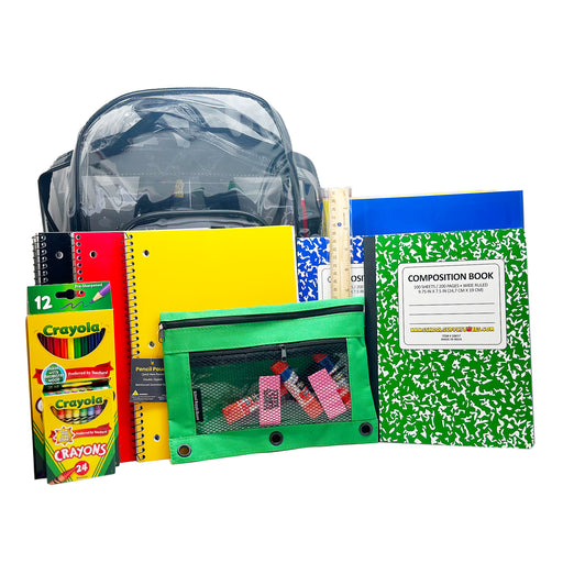 17" Backpack Bundle for Elementary School | Back to School Bookbag with Supplies | Contains Crayons, Colored Pencils, Ruler, Disappearing Glue, Notebook, and More