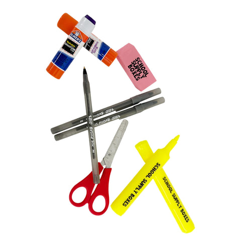 School Supply Boxes | K-8 Bundle | Back to School Essentials Kit for Students & Teachers | Includes Wide-Ruled Notebooks, Crayons, Glue Sticks, Pens, Pencils & More