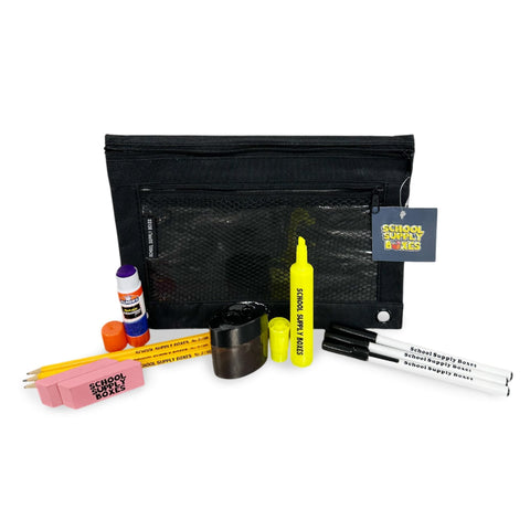 School Supply Boxes | Budget Saver Bundle | Back to School Essentials Kit for Students & Teachers | Includes Spiral Notebook, Crayons, Pens, Pencils, Glue & More