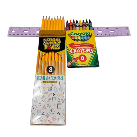 School Supply Boxes | K-8 Bundle | Back to School Essentials Kit for Students & Teachers | Includes Wide-Ruled Notebooks, Crayons, Glue Sticks, Pens, Pencils & More
