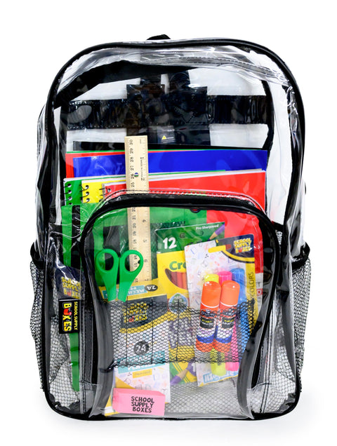 Paquete de mochila de 17" para escuela secundaria | Mochila de regreso a la escuela con suministros (mochila negra)