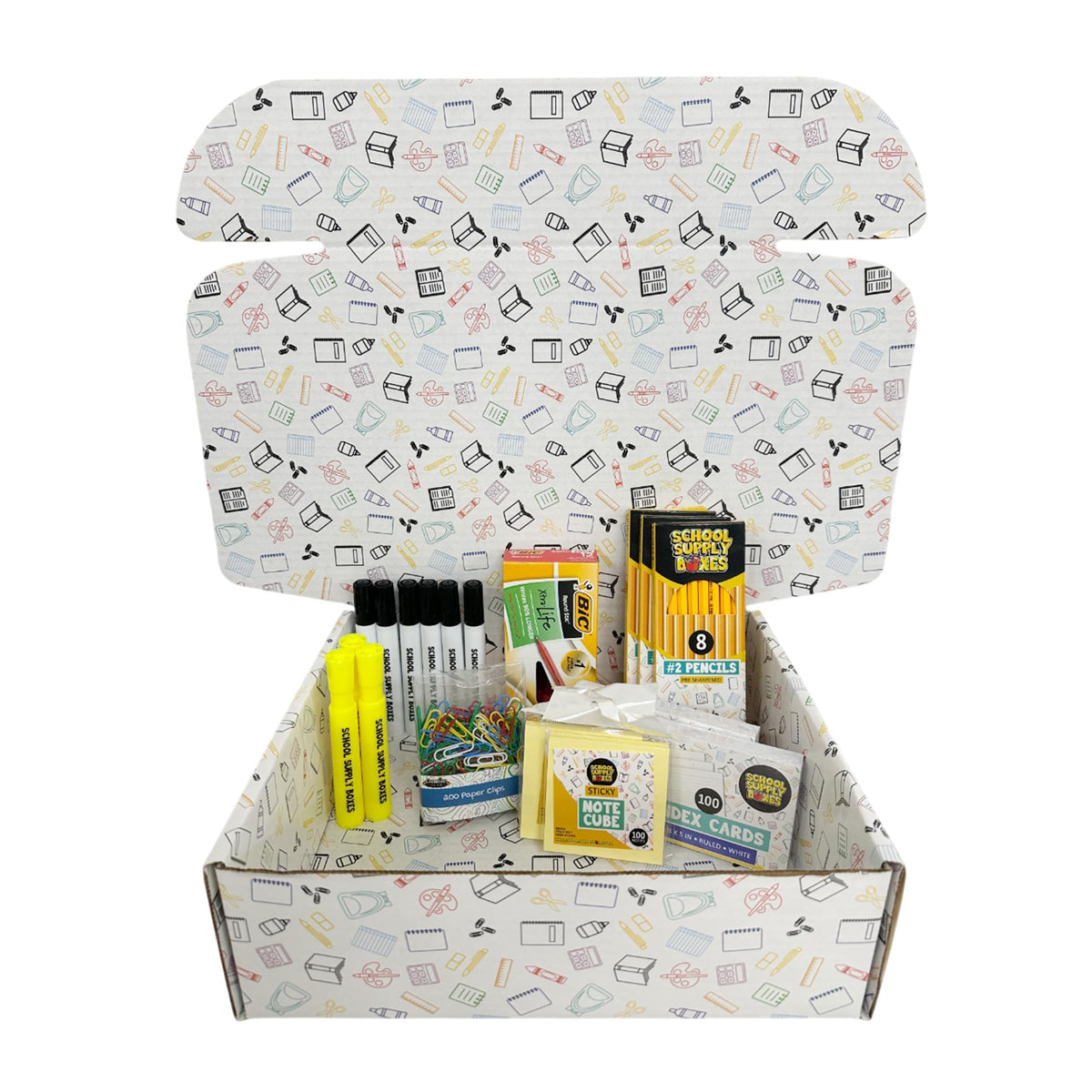 School Supply Boxes | Teacher Supply Bundle | Back to School Essentials Kit Designed for Teachers | Includes Pencils, Red Pens, Dry Erase Markers, Sticky Notes, Paper Clips & More