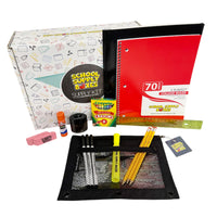 School Supply Boxes | Budget Saver Bundle | Back to School Essentials Kit for Students & Teachers | Includes Spiral Notebook, Crayons, Pens, Pencils, Glue & More