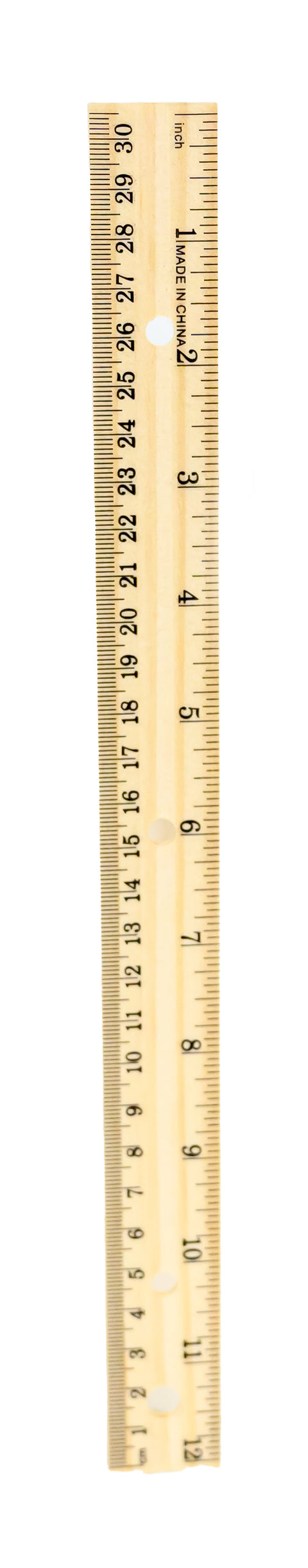 12" Wooden Ruler with 3-Ring Binder Holes