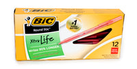 Paquete de 12 bolígrafos BIC rojos.