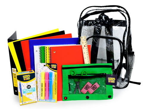 Paquete de mochila de 17" para la escuela secundaria | Mochila de regreso a la escuela con suministros | Contiene estuche para lápices, cuadernos, papel de relleno, carpetas, portaminas y más