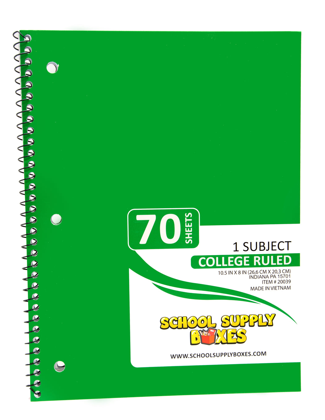 College Ruled Spiral Notebook 70 Sheets