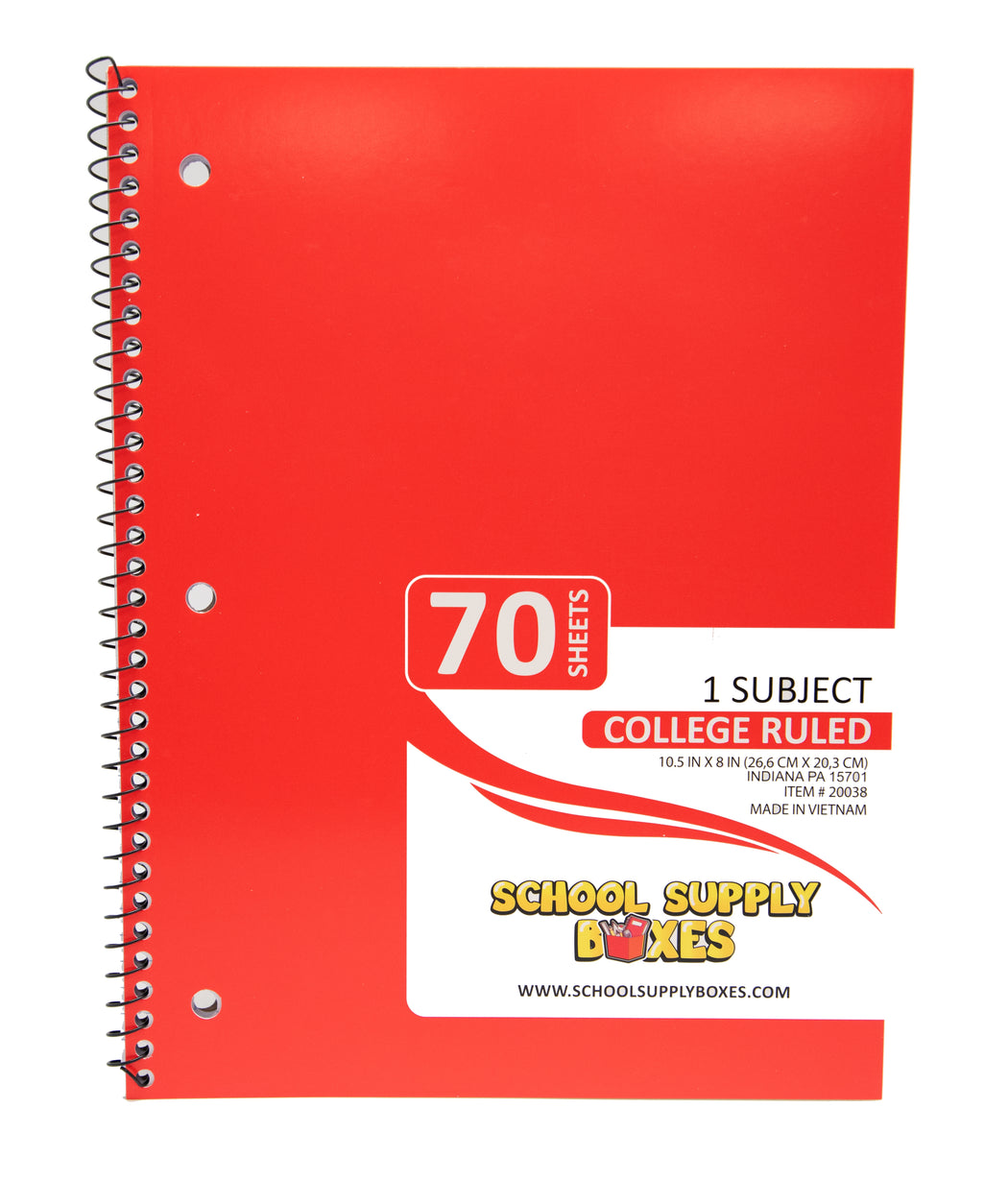 College Ruled Single Subject Notebook — School Supply Boxes