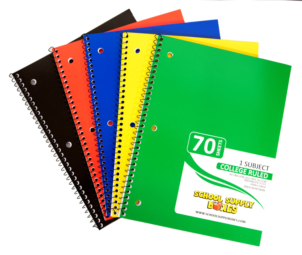 College Ruled Single Subject Notebook — School Supply Boxes