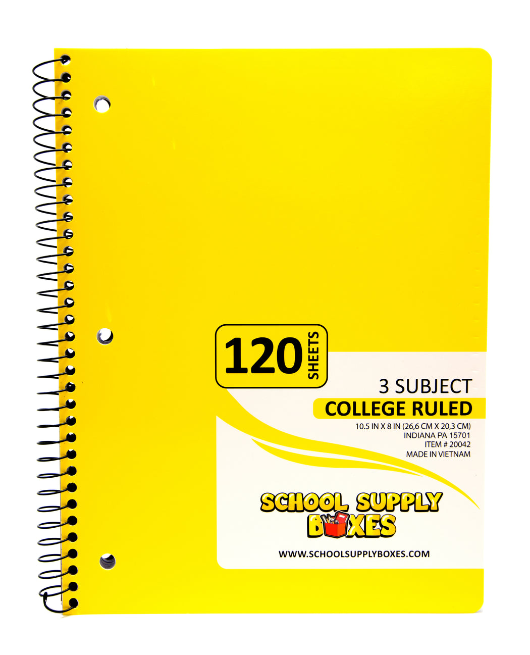Three Ruled Notebook College Ruled Three Subject Notebook — School Supply Boxes