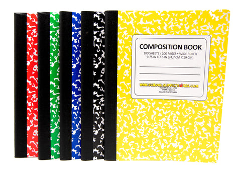 Cuaderno de composición de 100 hojas con rayas anchas