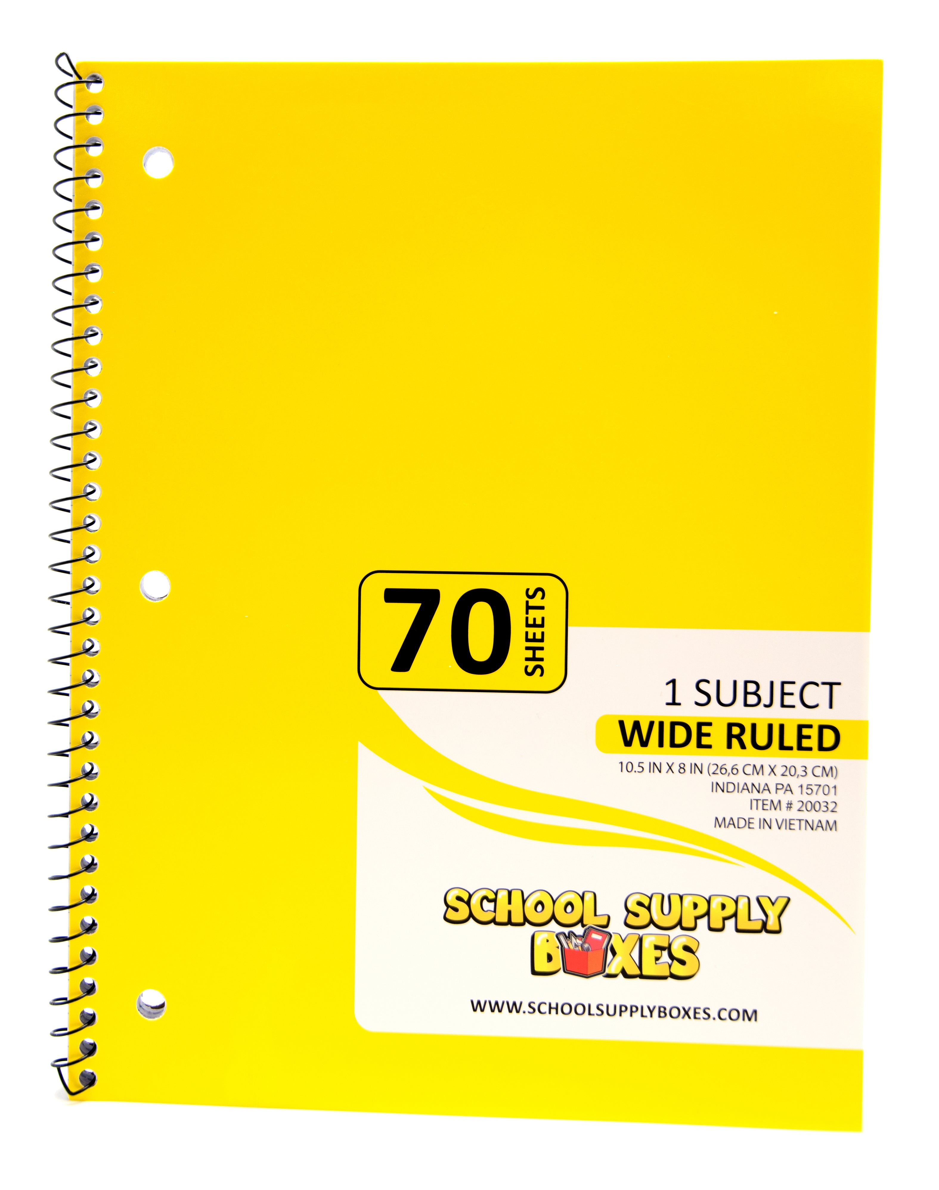 Wide Ruled Single Subject Notebook — School Supply Boxes